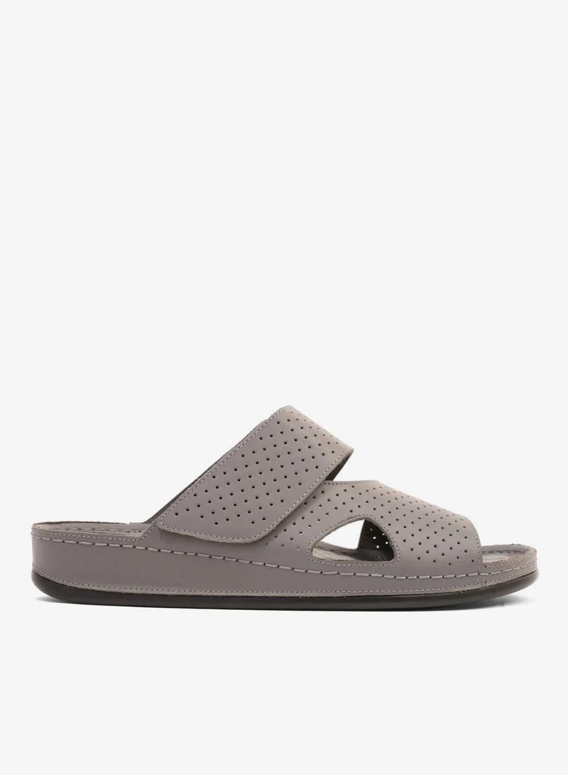 Comfort Plus Men's Al Waha Textured Slip-On Arabic Sandals Grey