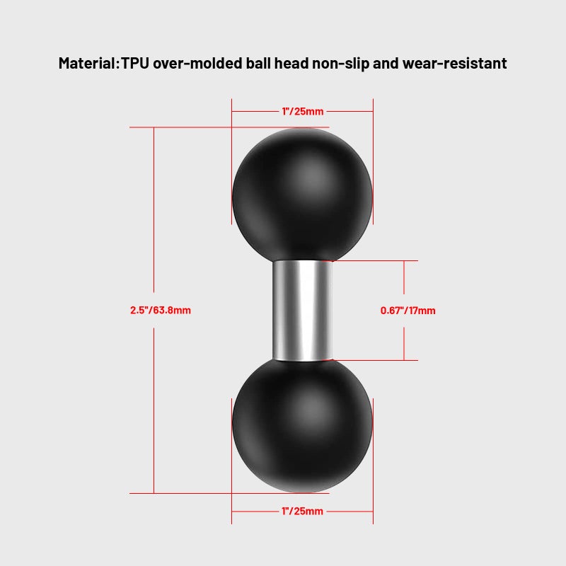 Sptchapn 1" Ball Adapter Ball Mount Holder Double Heads 25.4mm(1-inch) Compatible with Ram Mounts B Size Double Socket Arm GPS Brackets for Bike Motorcycle Phone Holder Camera (R11-1PC) - Image 4