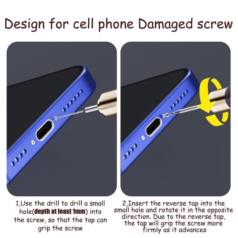NEWBILITY Damaged Screw Removal for Cell Phone, Broken Screw Extractor Set,4 Tungsten Steel Drill Bits(2.35mm) for Removing Stripped & Damaged Screws from Cell Phone, Laptops, Electronics, DIY Repair Tool Kit - Image 2