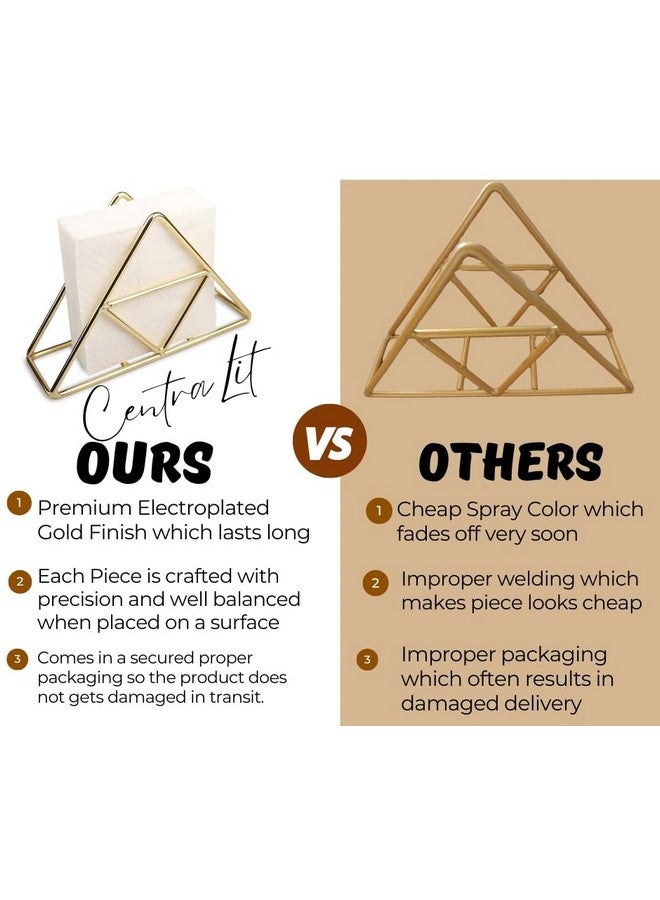 CentraLit حامل المناديل CentraLit لطاولة الطعام - حامل ورق المناديل للمطبخ، الطاولة، ديكور المنزل، المكتب، المطعم، منظم موزع المناديل لطاولات العشاء، المطبخ، الحمام (ذهبي) - Image 3