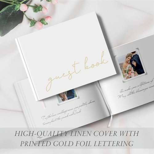 BVSSX Wedding Guest Book With Clear Photo Corners Stickers - Linen Photo Guestbook to Sign at Bridal Shower or Wedding Reception Party - 100 Pages, Grey - Image 2