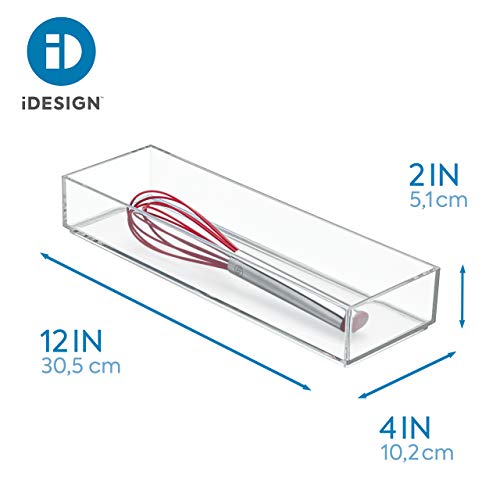 InterDesign منظم الأدراج البلاستيكي iDesign Clarity، حاوية تخزين للأدوات الفضية، الأدوات، أدوات المطبخ في المخزن، الخزائن، الأسطح، 4" × 12" × 2" - شفاف - Image 3