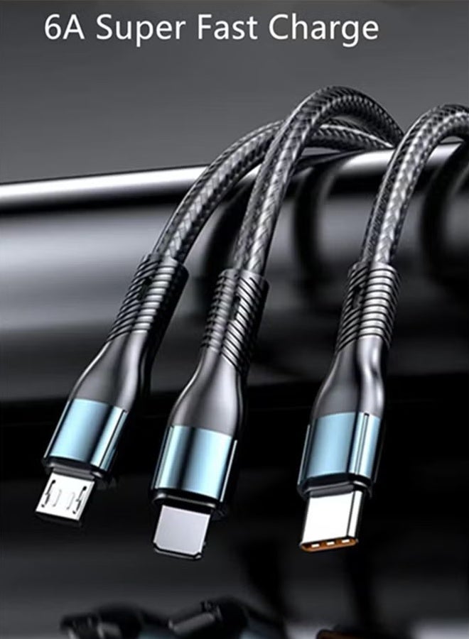 HAVEN 3-in-1 USB Fast Charging Cable 1.2m, 120W High-Speed Charger Cord, Type-C, Micro USB, Port for iPhone, Android, iPad, Tablet, and More - Image 3
