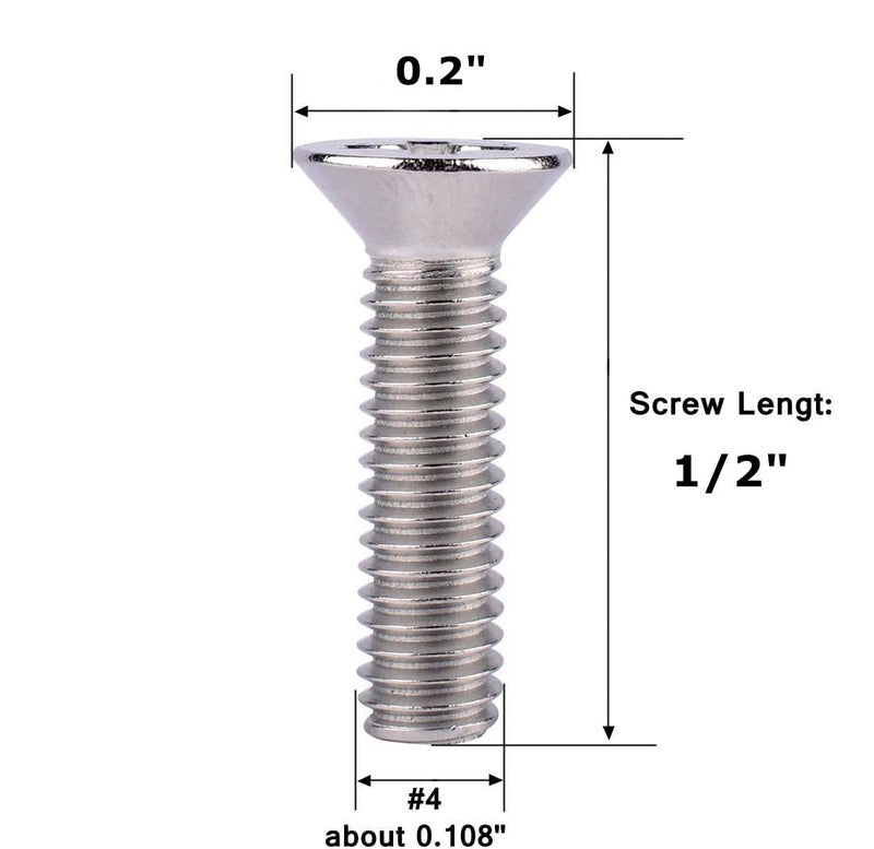 VAMUOEFL #4-40 x 1/2" Phillips Flat Head Machine Screws, Stainless Steel 304 (18-8), UNC Coarse Thread, Countersunk Head Machine Screws, 50Pcs - Image 2