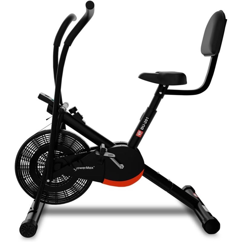 Dual Action Air Bike Exercise Bike for Home Gym Cycle for Workout With Adjustable Cushioned Seat Non-Slip Pedals and Moving Handles Black Max User Weight 120 KG - Image 1