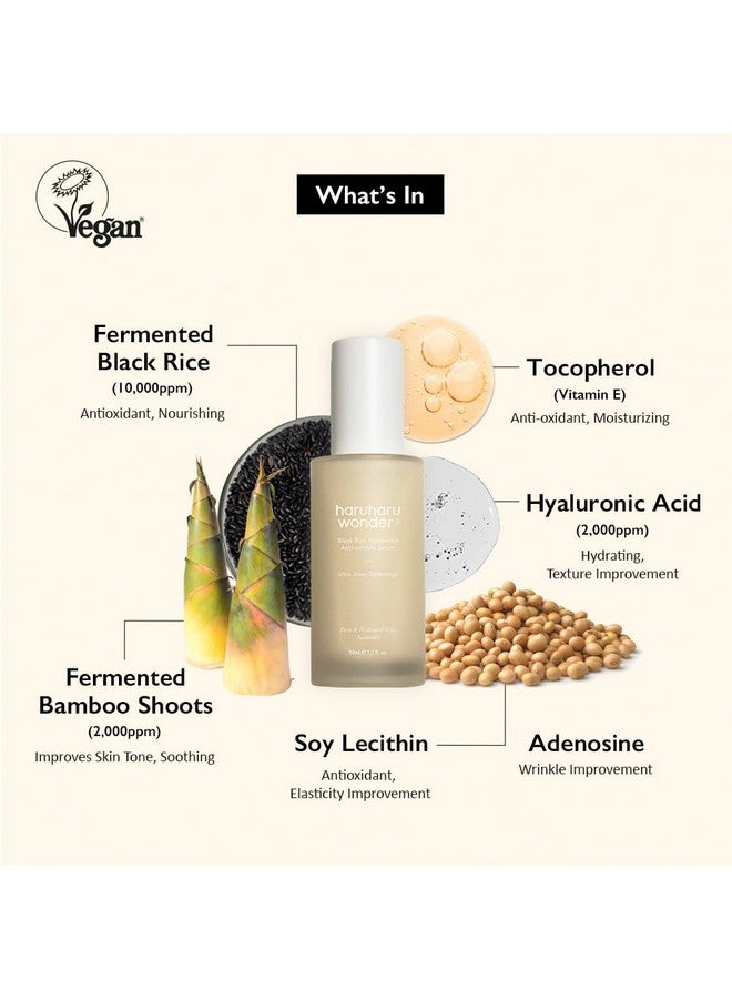 HARUHARU Haruharu Wonder Black Rice Hyaluronic Anti-Wrinkle Serum 1.6 fl. oz / 50 ml | Wrinkle Care, Skin Tightening  - Image 2