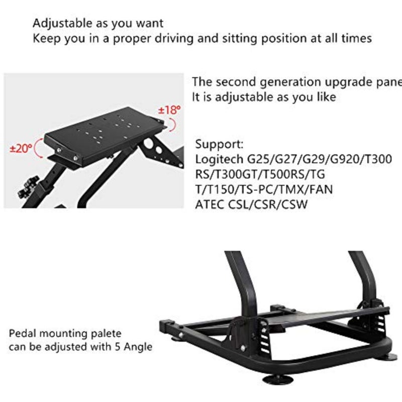 Dshot Racing Wheel Stand for Logitech G25/G27/G29/G920/PS4/Xbox: aluminum alloy, black, foldable and adjustable height - Image 4