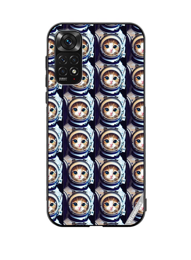 VR CREATIVE Protective Case Cover For Xiaomi Redmi Note 11S Cat Face Inside Astronauts Helmet Pattern Design Multicolour  - Image 1