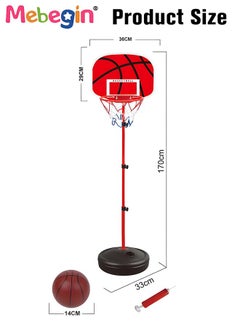 MEBEGIN 170cm Basketball Stand Hoop Set, Kids Basket Holder Include Ball and Inflator, Adjustable Basketball Stand, Basket Holder Hoop Goal, Outdoor Fun Sports Activity Game  - Image 3
