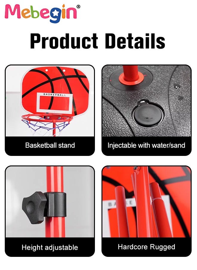 MEBEGIN - 170cm Basketball Stand Hoop Set, Kids Basket Holder Include Ball and Inflator, Adjustable Basketball Stand, Basket Holder Hoop Goal, Outdoor Fun Sports Activity Game - Image 1