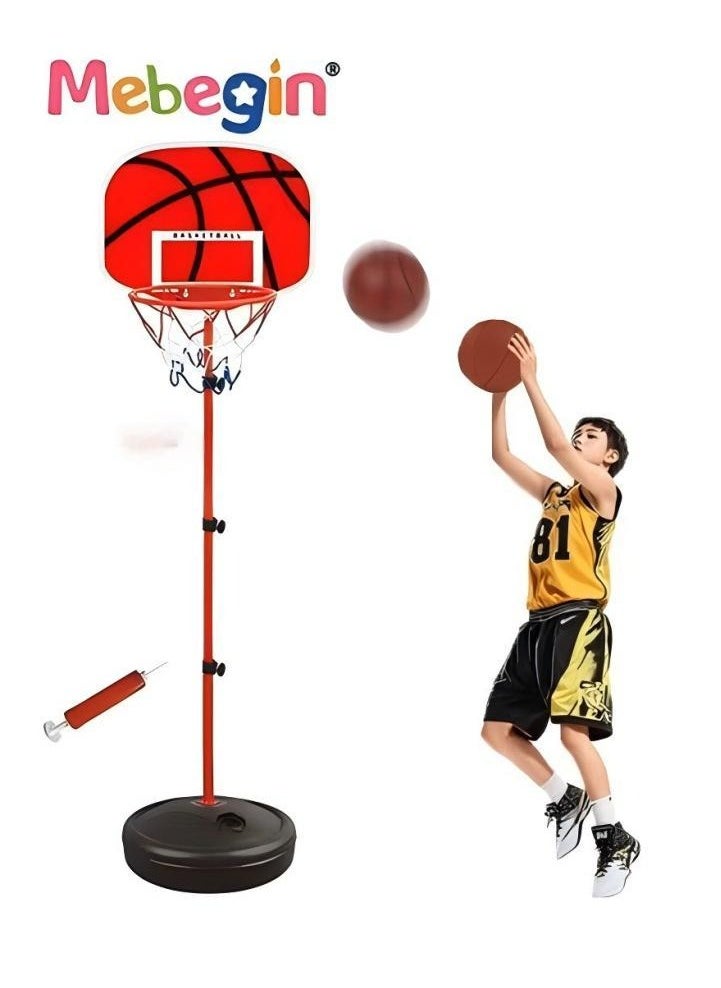 MEBEGIN 175cm Basketball Stand Hoop Set, Kids Basket Holder Include Ball and Inflator, Adjustable Basketball Stand, Basket Holder Hoop Goal, Outdoor Fun Sports Activity Game  - Image 1