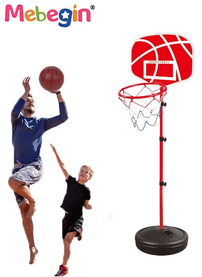 MEBEGIN - 170cm Basketball Stand Hoop Set, Kids Basket Holder Include Ball and Inflator, Adjustable Basketball Stand, Basket Holder Hoop Goal, Outdoor Fun Sports Activity Game - Image 1