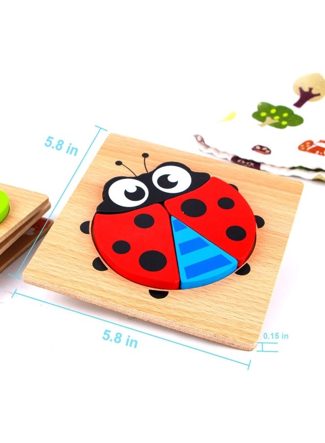 ARGT Wooden Animal Puzzles for Toddlers 1 2 3 Years Old - Educational Toys Gift for Boys & Girls with 5 Animal Patterns & 1 Car, Vibrant Colors, Durable Safe Design, Includes Gift Box for Kids Learn - Image 3