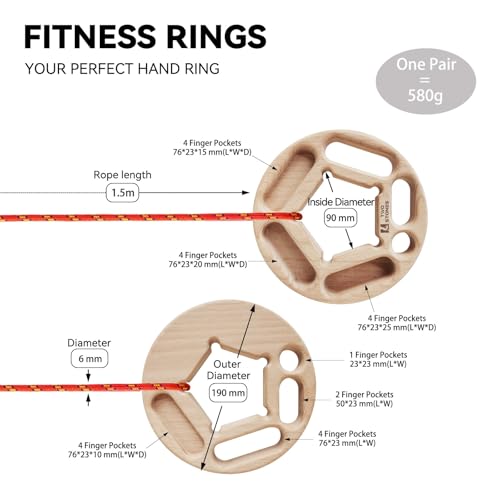 TWO STONES Portable Hangboard Rock Climbing, Pull Up Rings as Portable Rock Climbing Training Board with Pockets and Edges for Rock Climbers - Image 2