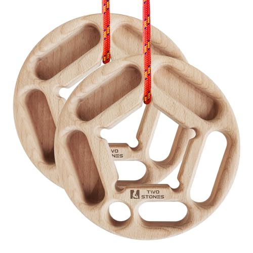 TWO STONES Portable Hangboard Rock Climbing, Pull Up Rings as Portable Rock Climbing Training Board with Pockets and Edges for Rock Climbers - Image 1