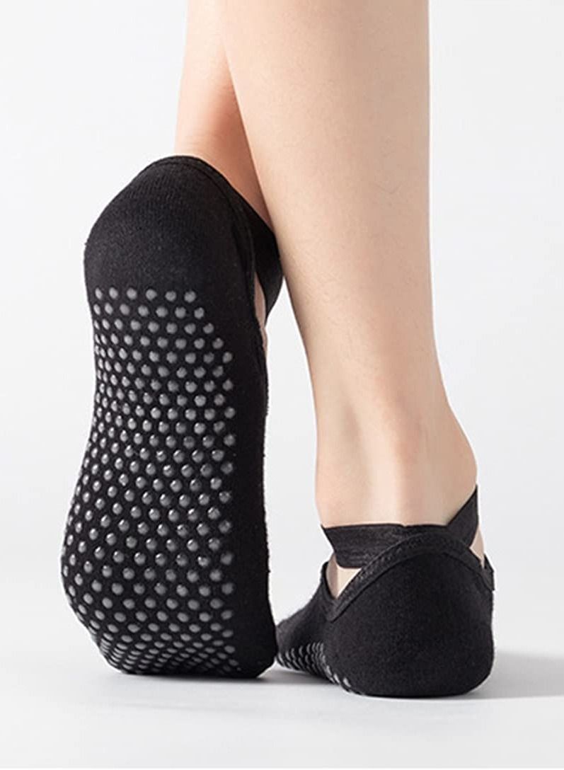 AS SEEN ON TV Non Slip Yoga And Exercise Cotton Socks Black Free Size  - Image 2