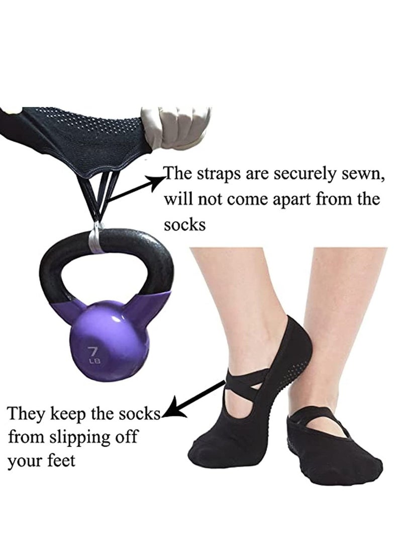 AS SEEN ON TV Non Slip Yoga And Exercise Cotton Socks Black Free Size  - Image 3