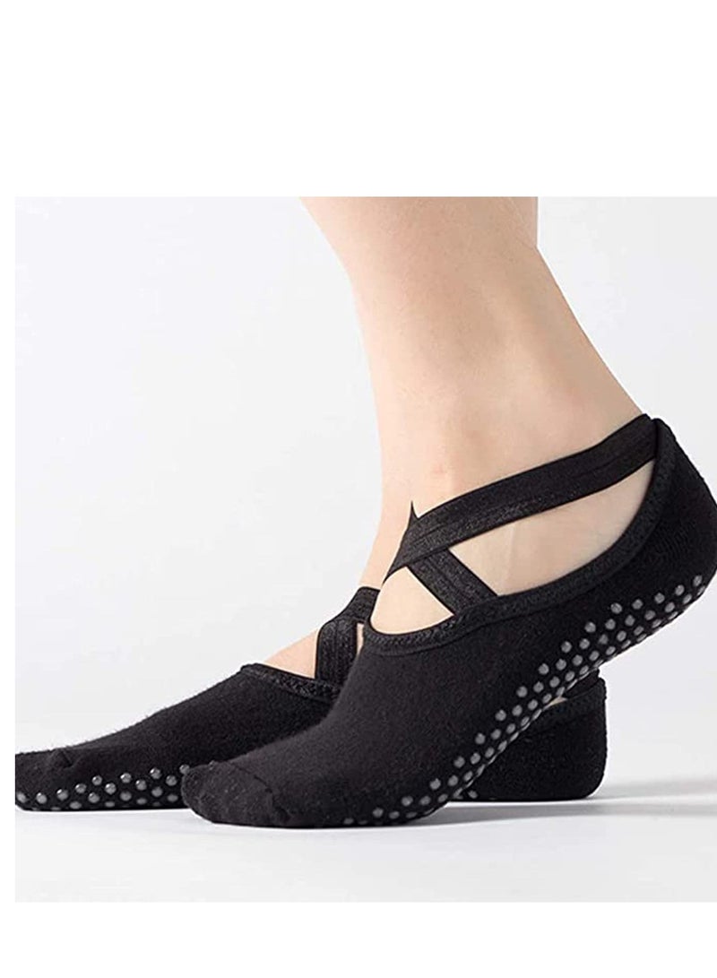 AS SEEN ON TV Non Slip Yoga And Exercise Cotton Socks Black Free Size  - Image 1