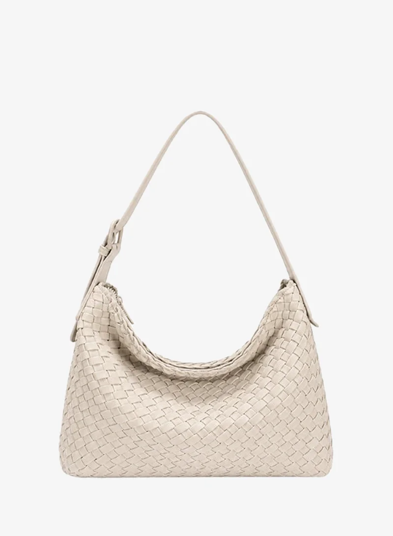 David Jones Faux Leather Hobo Bag Model CM8452 in Rennes Weave | Soft Suede-Style Hobo Handbag with Zip Fastening | Spacious Everyday Handbag for Women