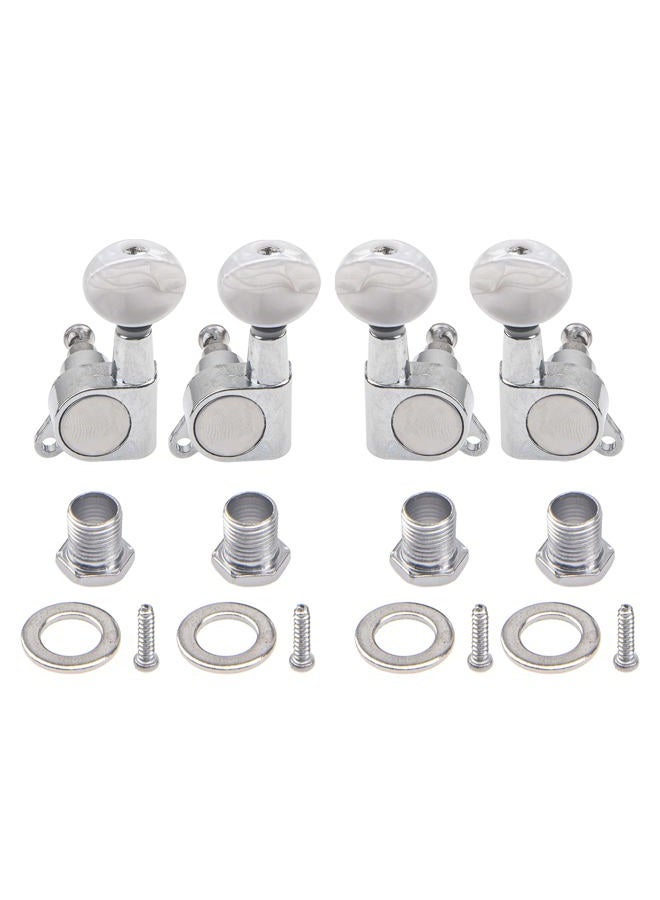 Yootones 4Pcs Ukulele Tuner Tuning Pegs Keys 2L2R Machine Heads Set Compatible with 4 String Ukulele Guitar (White Pearl) - Image 1