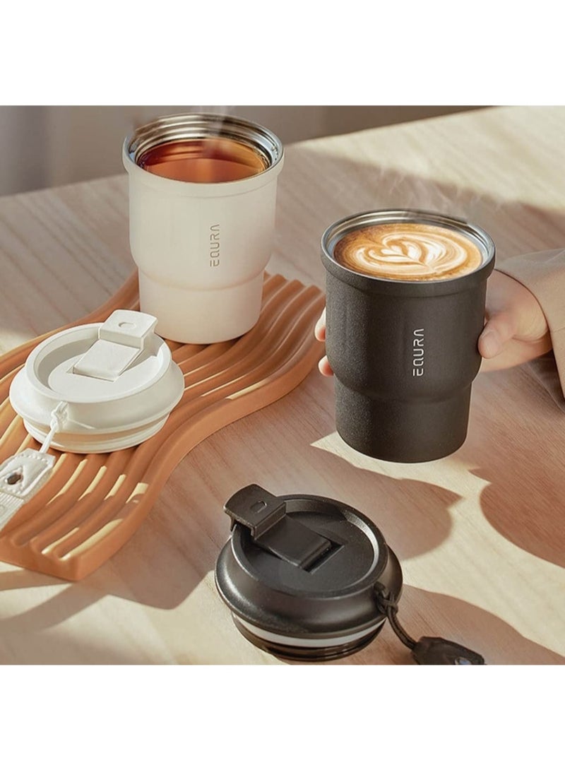 EQURA Insulated Tumbler 450mL Capacity Stainless Steel Inner SUS316, Outer SUS304 Keeps Drinks Cold 10 Hours Warm 8 Hours Durable Food Grade Perfect for Outdoor Travel, Car, Work، Daily Use , Black Color  - Image 5