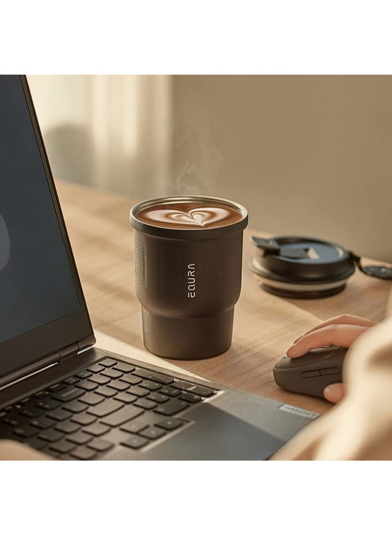 EQURA Insulated Tumbler 450mL Capacity Stainless Steel Inner SUS316, Outer SUS304 Keeps Drinks Cold 10 Hours Warm 8 Hours Durable Food Grade Perfect for Outdoor Travel, Car, Work، Daily Use , Black Color  - Image 2