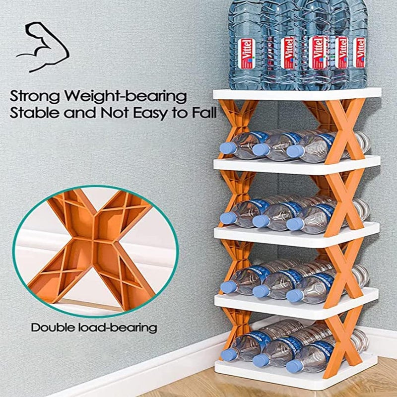 Purfex 3-Piece Shoe Rack Set(3,4,5 tier)– Space-Saving Vertical Storage Organizer,Plastic Stackable X-Shaped Bracket Shoe Shelves for Entryway, Closet, Hallway, and Bedroom – Multi-Colored - Image 5