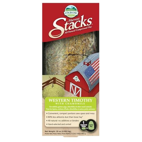 Oxbow Harvest Stacks, Western Timothy Hay with Chamomile, Guinea Pig Hay, Small Pet Bunny Supplies, Western Timothy for Rabbits, Guinea Pigs, Chinchillas, Hamsters & Gerbils, 35 oz. - Image 1