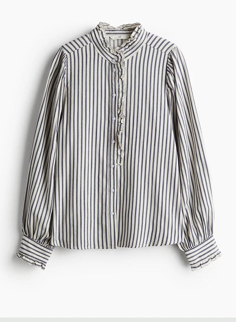 H&M Frill-Trimmed Twill Blouse