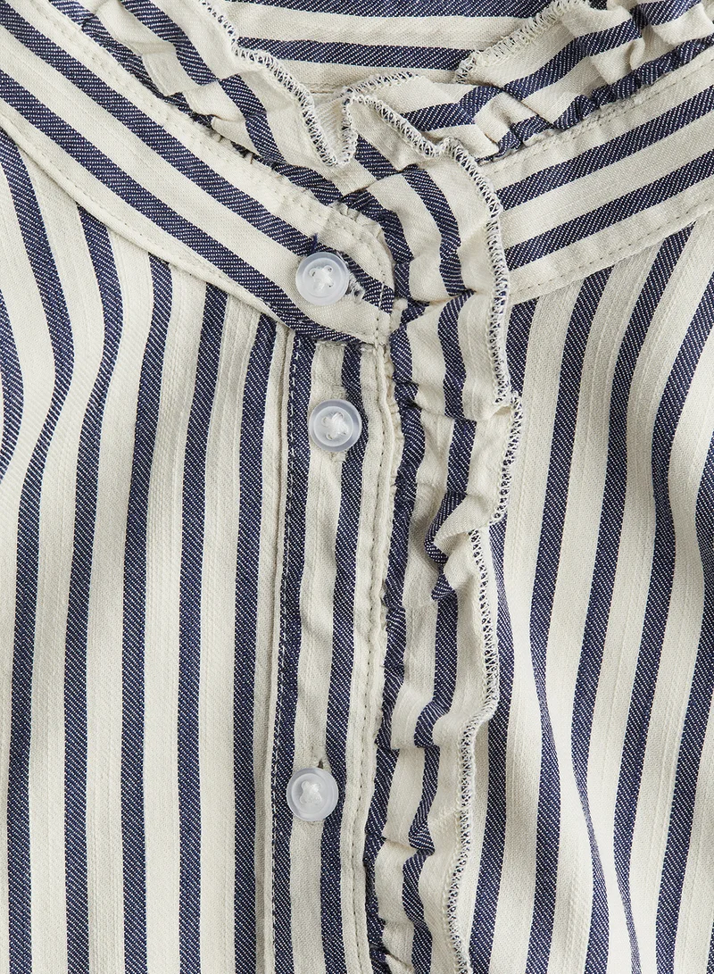 H&M Frill-Trimmed Twill Blouse