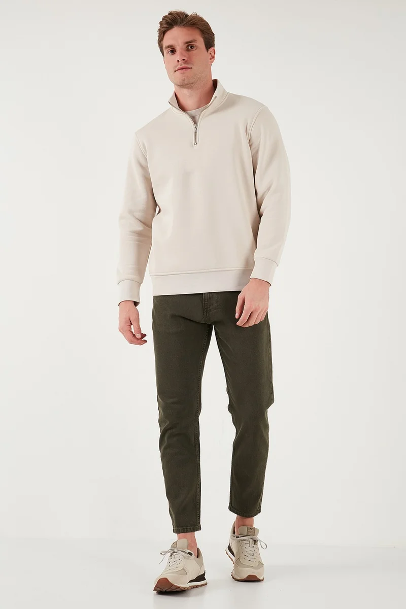 Buratti Cotton Regular Fit Half Zipper Stand Collar Sweat Men's Sweat 59052592