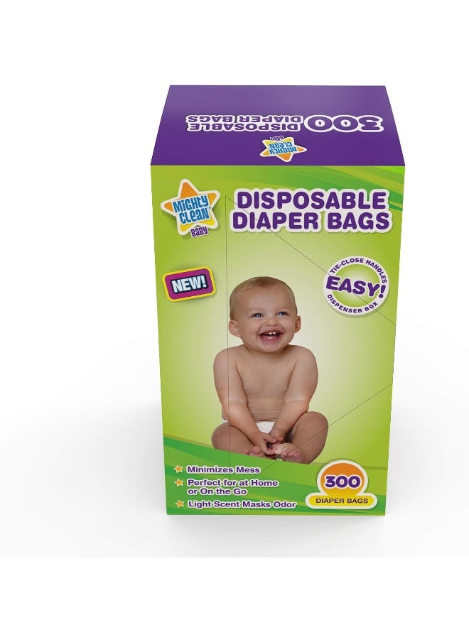 Mighty Clean Baby Disposable Diaper Bags with Light Powder Scent, 300 Count  - Image 1