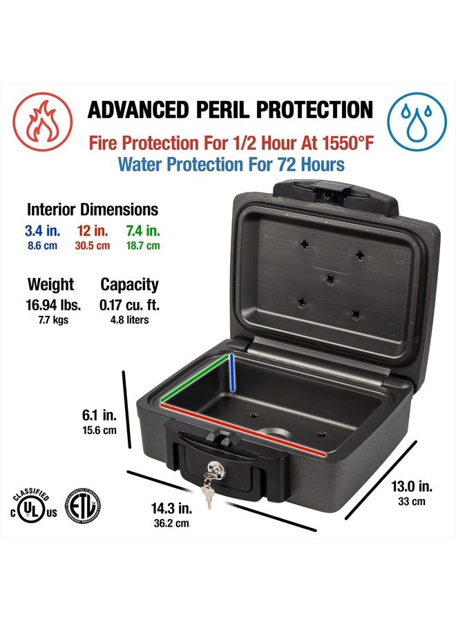 SentrySafe Sentry Safe Safe Box, Fireproof Waterproof, Lock Box, Black, Exterior: 14.125 in W x 13 in D x 5.75 in H - Image 4