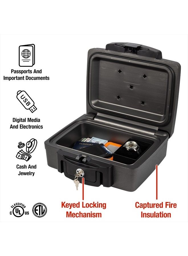 SentrySafe Sentry Safe Safe Box, Fireproof Waterproof, Lock Box, Black, Exterior: 14.125 in W x 13 in D x 5.75 in H - Image 3