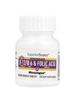 Superior Source Superior Source, Methylcobalamin B-12, B-6 & Folic Acid, 60 MicroLingual® Instant Dissolve Tablets  - Image 3