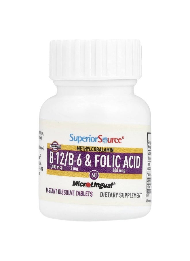 Superior Source Superior Source, Methylcobalamin B-12, B-6 & Folic Acid, 60 MicroLingual® Instant Dissolve Tablets  - Image 3