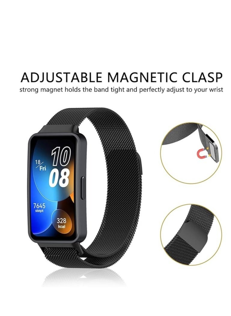 Generic - Huawei / Honor Band 8 Luxury Design Replacement Band Breathable And Waterproof, Stainless Steel Mesh Strap Magnetic Black - Image 1
