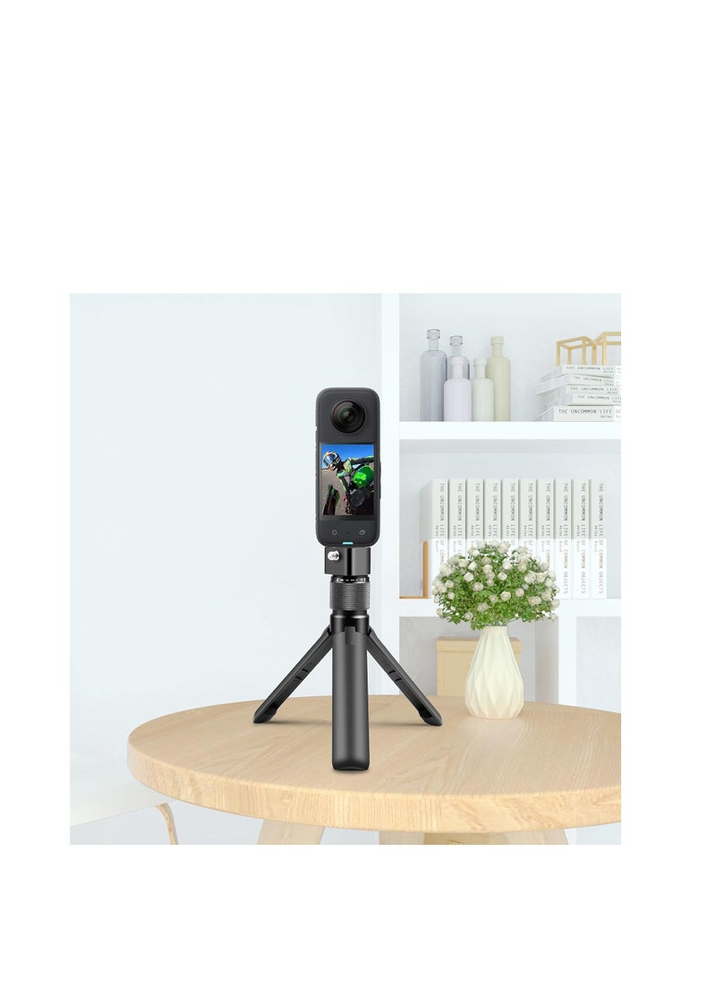 امبر جیک - حامل ثلاثي القوائم متعدد الوظائف قابل للطي على سطح الطاولة من Insta360 Time Handle لكاميرات Insta360 X4 وInsta 360 X3 وONE RS وGO 2 وONE X2 وONE R وONE X ONE RS الرياضية، حامل ثلاثي القوائم بمقبض دوار لسطح المكتب (حامل ثلاثي القوائم صغير) - Image 1