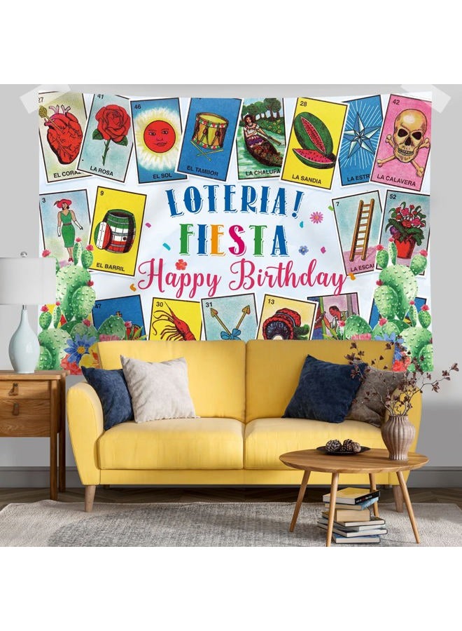 Rsuuinu Loteria Card Backdrop Mexican Fiesta Party Birthday Theme Mexico Loteria Cards Photography Background Fiesta Birthday Party Decorations Banner Newborn Adult Portrait Photo Booth Props 7x5ft - Image 4
