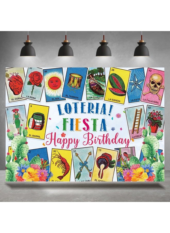 Rsuuinu Loteria Card Backdrop Mexican Fiesta Party Birthday Theme Mexico Loteria Cards Photography Background Fiesta Birthday Party Decorations Banner Newborn Adult Portrait Photo Booth Props 7x5ft - Image 1