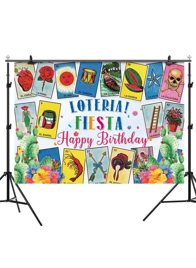 Rsuuinu Loteria Card Backdrop Mexican Fiesta Party Birthday Theme Mexico Loteria Cards Photography Background Fiesta Birthday Party Decorations Banner Newborn Adult Portrait Photo Booth Props 7x5ft - Image 2
