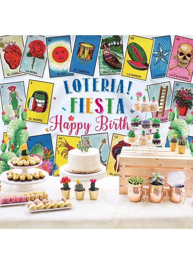 Rsuuinu Loteria Card Backdrop Mexican Fiesta Party Birthday Theme Mexico Loteria Cards Photography Background Fiesta Birthday Party Decorations Banner Newborn Adult Portrait Photo Booth Props 7x5ft - Image 3