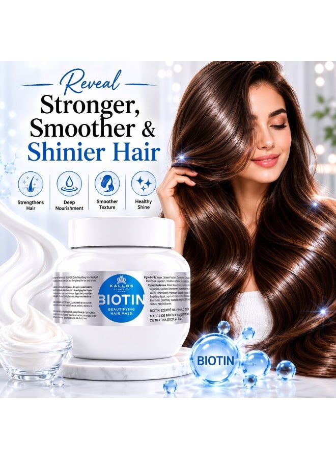 KALLOS Biotin Beautifying Hair Mask 275ml– Biotin Hair Mask for Hair Nourishment - Image 4