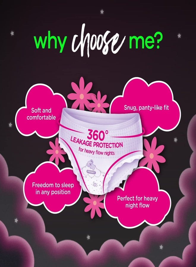 Whisper Bindazzz Night Period Panty|6 M-L Panties|Upto 0% Leaks|360 Degree Leakage Protection|Full Back Coverage|Suitable for Heavy Flow|Flex fit|Soft & Comfortable|with Disposable wrap (Pack of 2 - Image 4