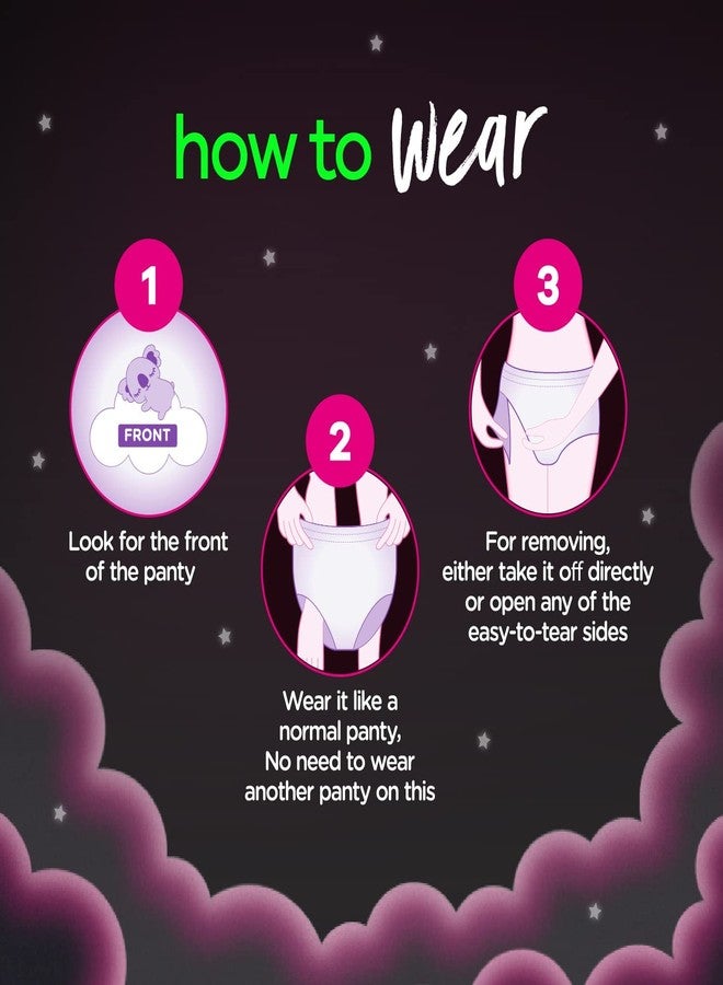 Whisper Bindazzz Night Period Panty|6 M-L Panties|Upto 0% Leaks|360 Degree Leakage Protection|Full Back Coverage|Suitable for Heavy Flow|Flex fit|Soft & Comfortable|with Disposable wrap (Pack of 2 - Image 3