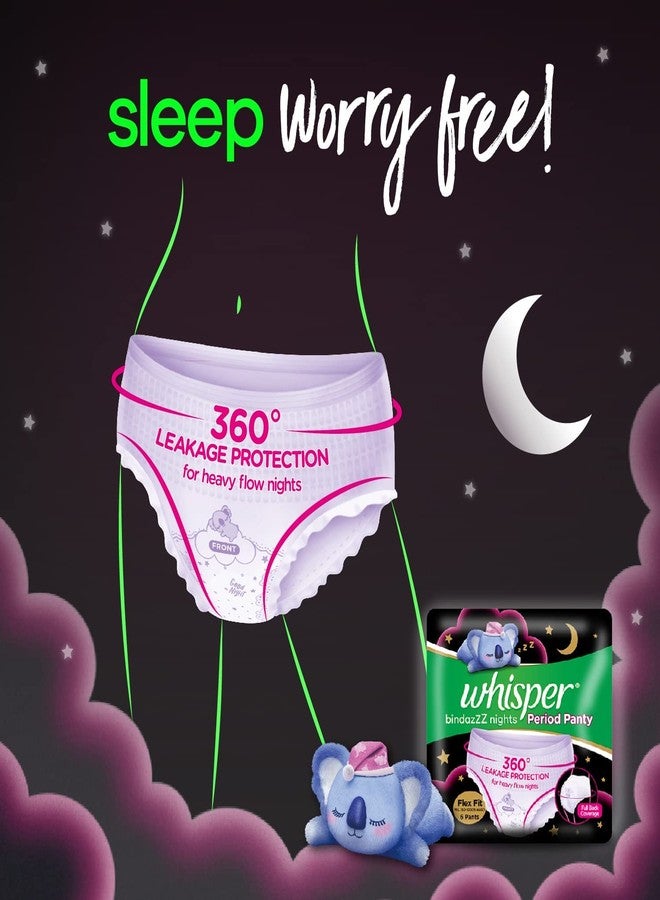 Whisper Bindazzz Night Period Panty|6 M-L Panties|Upto 0% Leaks|360 Degree Leakage Protection|Full Back Coverage|Suitable for Heavy Flow|Flex fit|Soft & Comfortable|with Disposable wrap (Pack of 2 - Image 5