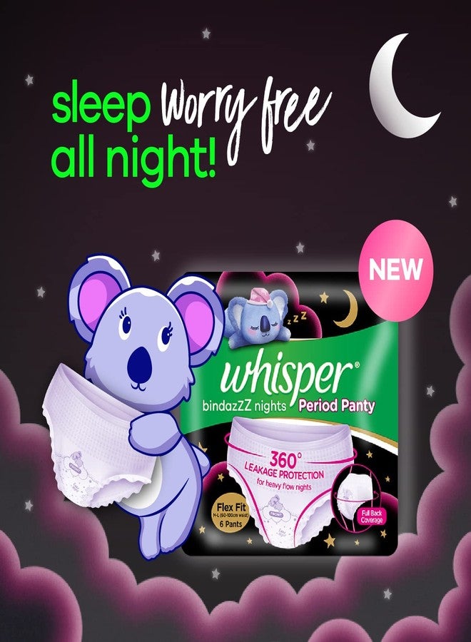 Whisper Bindazzz Night Period Panty|6 M-L Panties|Upto 0% Leaks|360 Degree Leakage Protection|Full Back Coverage|Suitable for Heavy Flow|Flex fit|Soft & Comfortable|with Disposable wrap (Pack of 2 - Image 2