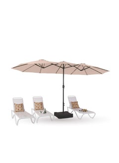 Cool Baby COOLBABY 15ft Patio Umbrellas Outdoor Market Extra Large Umbrella wirh Base Rectangle Long Double-Sided Umbrella for Yard Lawn Garden(Beige)  - Image 1