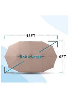 Cool Baby COOLBABY 15ft Patio Umbrellas Outdoor Market Extra Large Umbrella wirh Base Rectangle Long Double-Sided Umbrella for Yard Lawn Garden(Beige)  - Image 2
