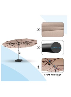 Cool Baby COOLBABY 15ft Patio Umbrellas Outdoor Market Extra Large Umbrella wirh Base Rectangle Long Double-Sided Umbrella for Yard Lawn Garden(Beige)  - Image 3